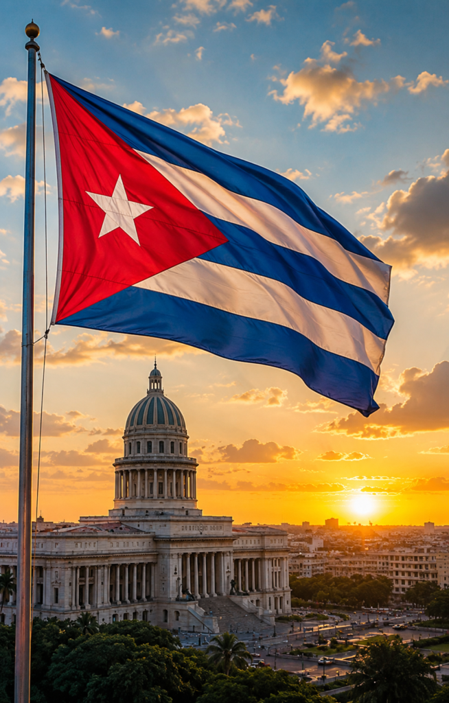bandera cubana con el capitolio